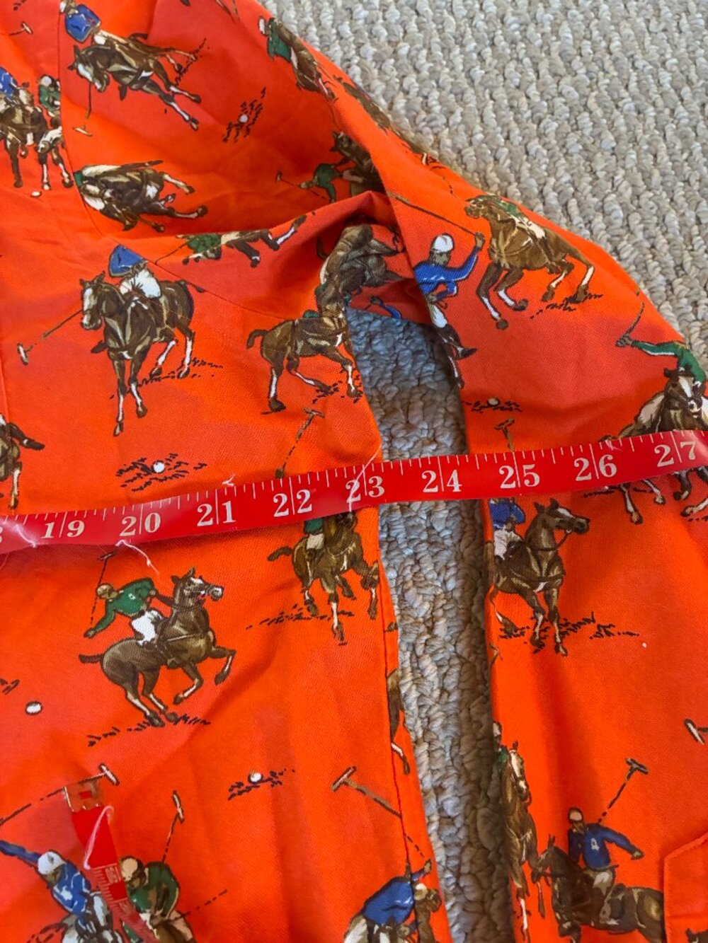 Polo Ralph Lauren Classic Fit Polo Match Oxford Shirt L Orange All Over Print - Picture 5 of 7